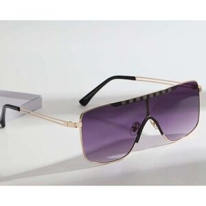 Shield Sunglasses Gold Frame‎ Gradient Lens Fashion Designer Sun Glasses Trendy